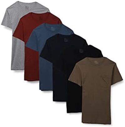 Fruit of the Loom Men's Eversoft Cotton Short Sleeve Pocket T-Shirts, Breathable & Tag Free