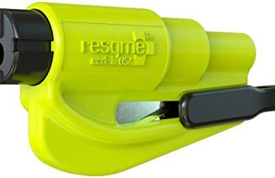 resqme The Original Emergency Keychain Car Escape Tool, 2-in-1 Seatbelt Cutter and Window Breaker, Made in USA, Safety Yellow-Compact Emergency Hammer