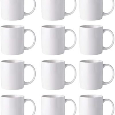 12 OZ Off White Coffee Mugs, Ceramic Coffee Mugs with Large Handle for Man, Woman, Light Weight Coffee Mugs Set of 12 for Latte/Cappuccino/Cocoa/Milk, Dishwasher & Microwave Safe