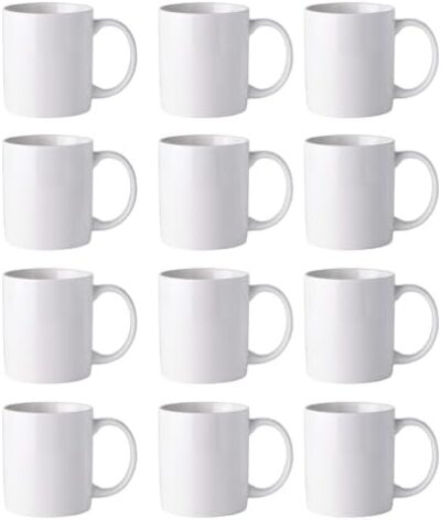 12 OZ Off White Coffee Mugs, Ceramic Coffee Mugs with Large Handle for Man, Woman, Light Weight Coffee Mugs Set of 12 for Latte/Cappuccino/Cocoa/Milk, Dishwasher & Microwave Safe