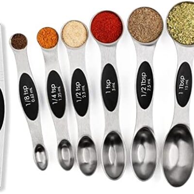 Magnetic Measuring Spoons Set Stainless Steel with Leveler, Stackable Metal Tablespoon Measure Spoon for Baking, Cups and Spoon Set Kitchen Gadgets Apartment Essentials Fits in Spice Jars