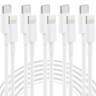 USB C to Lightning Cable [Apple MFi Certified] 5 Pack 6/6/6/6/6 FT iPhone Charger Type C to Lightning Cable Power Delivery Fast Charging Cord Compatible with iPhone 14/13/12/11/XS/XR/X/8