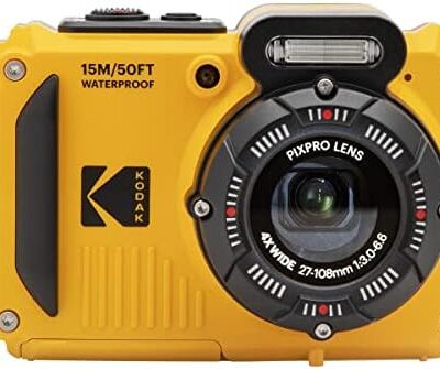 KODAK PIXPRO WPZ2 Rugged Waterproof Shockproof Dustproof WiFi Digital Camera 16MP 4X Optical Zoom 1080P Full HD Video Vlogging Camera 2.7″ LCD (Yellow)