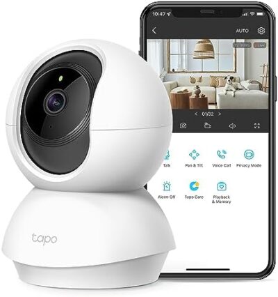 TP-Link Tapo 2K Pan/Tilt Security Camera for Baby Monitor, Dog Camera w/ Motion Detection and Tracking, 2-Way Audio, Night Vision, Cloud &SD Card Storage,Works w/ Alexa & Google Home (Tapo C210),White