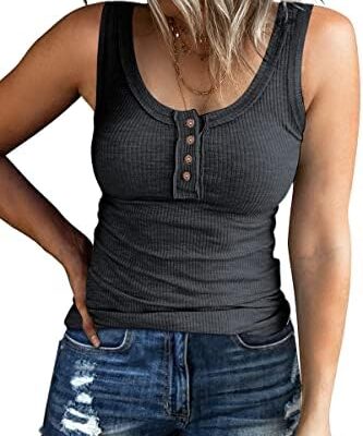 Kissfix Women Tank Tops Summer Casual Ribbed Sleeveless….