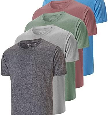 5 Pack Men’s Dry Fit T Shirts, Athletic Running Gym Workout Short Sleeve Tee Shirts for Men