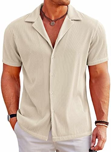 COOFANDY Men's Casual Button Down Shirts Short Sleeve Regular Fit Fashion Camp Beach Shirts Tops