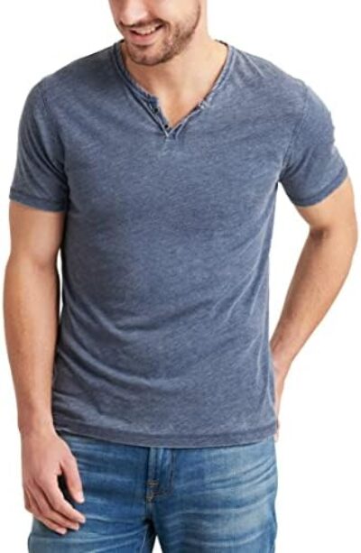 Lucky Brand Men's Venice Burnout Notch Neck Tee Shirt