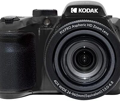 KODAK PIXPRO AZ405-BK 20MP Digital Camera 40X Optical Zoom 24mm Wide Angle Lens Optical Image Stabilization 1080P Full HD Video 3″ LCD Vlogging Camera (Black)