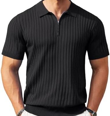 COOFANDY Men’s Zipper Polo Shirts Short Sleeve ….