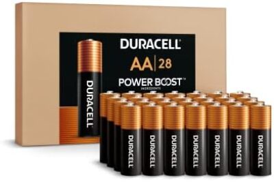 Duracell Coppertop AA Batteries 28 Count Pack Double A Battery with Power Boost Ingredients, Long-lasting Power Alkaline AA Battery for Household Devices (Ecommerce Packaging)