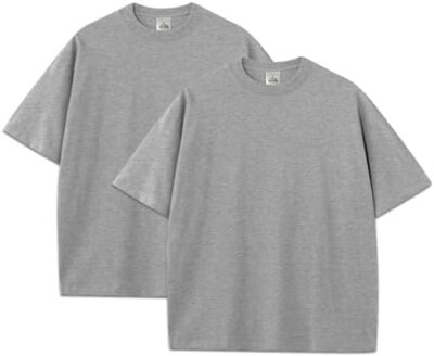 Men's 7.5oz Max Heavyweight Cotton Short Sleeve Crew Neck T Shirt Plain Blank Tee Regular Big&Tall Size (Pack of 2)