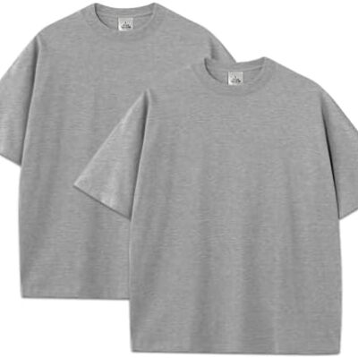 Men’s 7.5oz Max Heavyweight Cotton Short Sleeve Crew Neck T Shirt Plain Blank Tee Regular Big&Tall Size (Pack of 2)