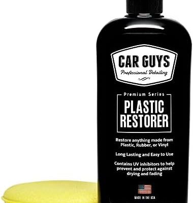 CAR GUYS Plastic Restorer | Bring Plastic, Rubber, and Vinyl Back to Life! | User Friendly Trim Restorer | Safe Auto Detailing Supplies | 8 Oz Kit with Foam Applicator