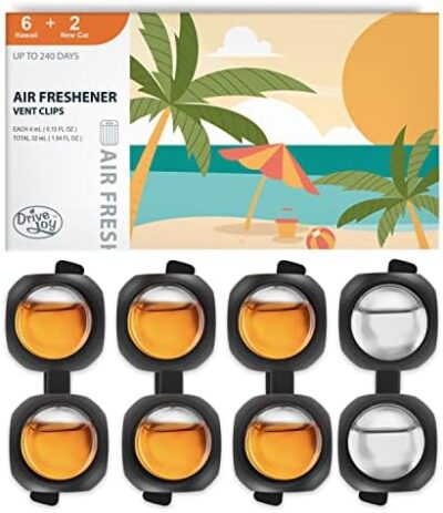 Car Air Freshener Vent Clips, 8 PK, 6 Hawaiian, 2 New Car, Car Fresheners for Men Women, Up to 240 Days, Natural Odor Eliminator