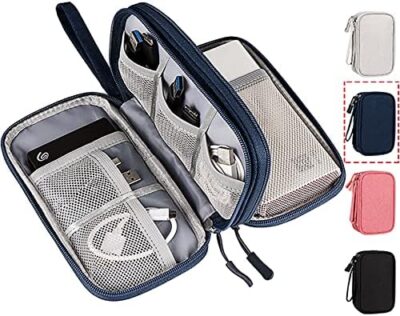 Portable, Waterproof Electronics Accessories Case and Organizer Bag for Cables, USB Drives and Chargers