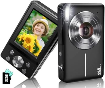 Digital Camera Newest 1080P 44MP Digital Cameras, Digital Point and Shoot Camera for Kids with 16X Zoom, Anti-Shake, Compact Small Travel Camera for Beginner Children Boys Girls Teens Gift