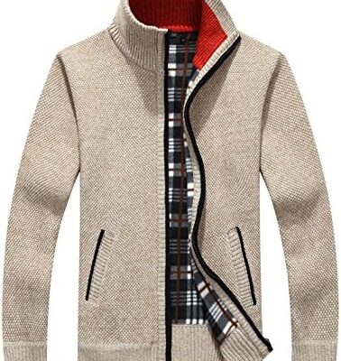 Yeokou Men’s Shawl Collar Cardigans Slim Fit Button Cable Knit Black Sweater Pockets