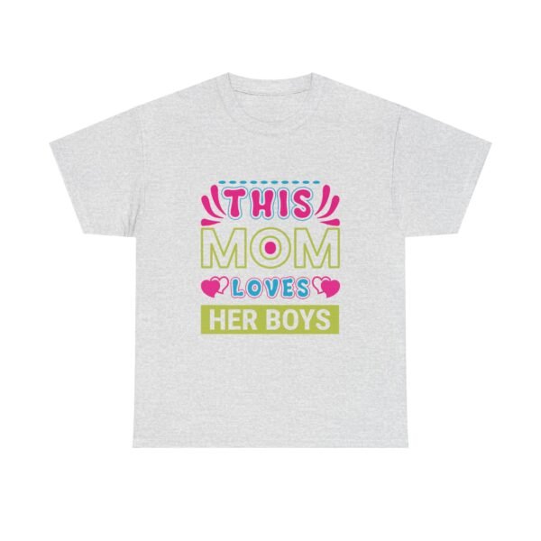 Mom Love Unisex Heavy Cotton Tee - This Mom Loves Her Boys Gift, Family T-Shirt, Cute Mom Shirt, Mother's Day Apparel, Cozy Casual Tee - Image 9