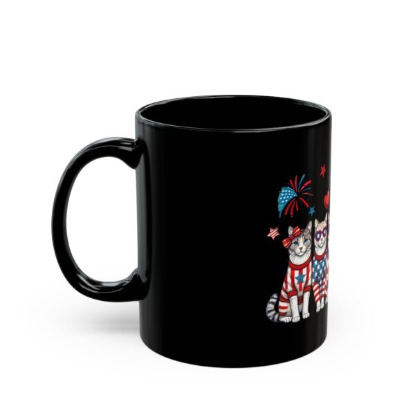 Patriotic Cat Mug, Black Cat Mug, 4th of July Coffee Mug, Gift for Cat Lovers, Animal Lover's Mug, USA Flag Design, Cute Pet Mug - Image 3