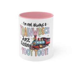 RML Funny Trainwreck Accent Mug | Quirky Gift for Coffee Lovers, Humorous Cup, Fun Birthday Present, Cute Office Mug, Playful Drinkware