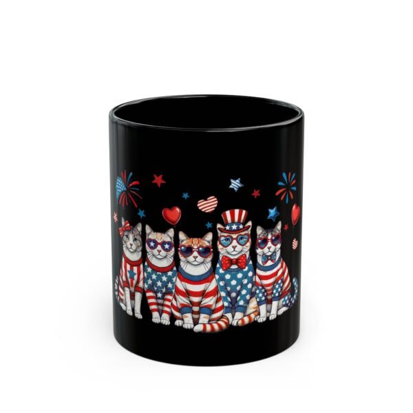 Patriotic Cat Mug, Black Cat Mug, 4th of July Coffee Mug, Gift for Cat Lovers, Animal Lover's Mug, USA Flag Design, Cute Pet Mug