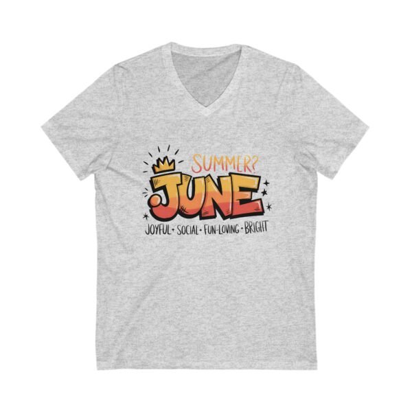 RML Summer Vibes Unisex V-Neck Tee, Joyful June Shirt, Fun Summer Top, Bright Casual Wear, Gift for Vacation, Relaxed Graphic Tee - Image 3