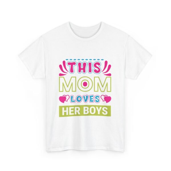 Mom Love Unisex Heavy Cotton Tee - This Mom Loves Her Boys Gift, Family T-Shirt, Cute Mom Shirt, Mother's Day Apparel, Cozy Casual Tee - Image 3