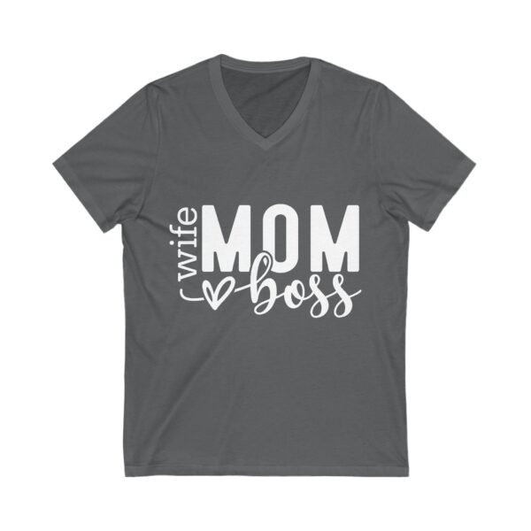 Mom Boss V-Neck Tee, Wife Mom Shirt, Gift for Moms, Casual Family Tee, Mother's Day Gift, Black Short Sleeve Shirt - Image 7