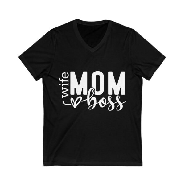 Mom Boss V-Neck Tee, Wife Mom Shirt, Gift for Moms, Casual Family Tee, Mother's Day Gift, Black Short Sleeve Shirt