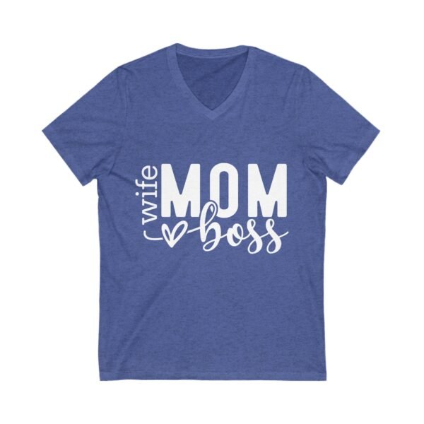 Mom Boss V-Neck Tee, Wife Mom Shirt, Gift for Moms, Casual Family Tee, Mother's Day Gift, Black Short Sleeve Shirt - Image 5