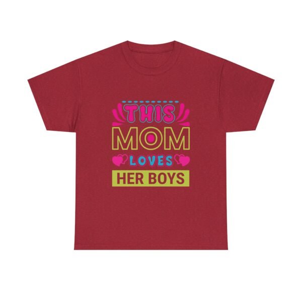 Mom Love Unisex Heavy Cotton Tee - This Mom Loves Her Boys Gift, Family T-Shirt, Cute Mom Shirt, Mother's Day Apparel, Cozy Casual Tee - Image 49