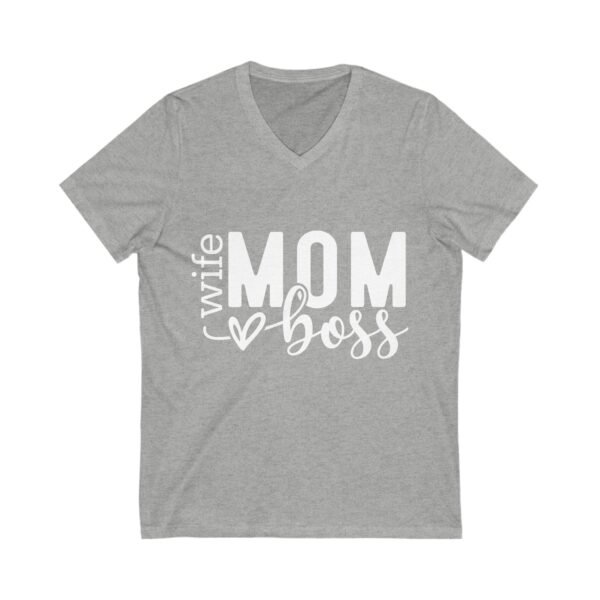 Mom Boss V-Neck Tee, Wife Mom Shirt, Gift for Moms, Casual Family Tee, Mother's Day Gift, Black Short Sleeve Shirt - Image 3
