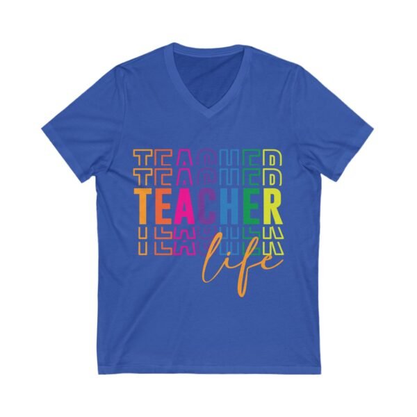 Colorful Teacher Life Tee, Teacher Gift, Education Apparel, Back to School Top, Bright V-Neck Shirt - Image 5