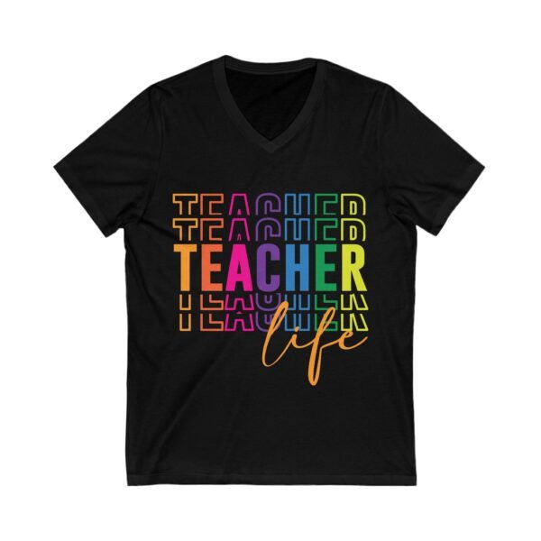 Colorful Teacher Life Tee, Teacher Gift, Education Apparel, Back to School Top, Bright V-Neck Shirt