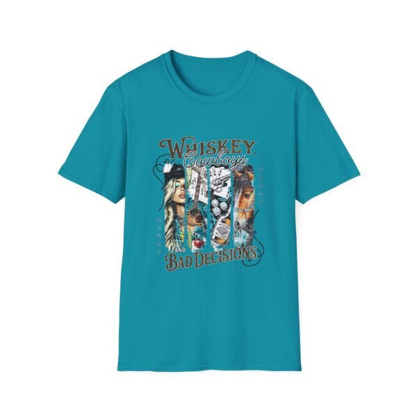 Whiskey Bad Decisions T-Shirt, Unisex Graphic Tee, 70s Vintage Style Shirt, Casual Party Top, Great for Gifting, Everyday Wear