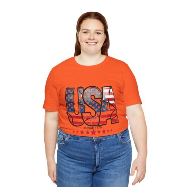USA Flag Patriotic Tee, Unisex Short Sleeve T-Shirt, Fourth of July Gift, Americana Apparel, Casual Summer Shirt - Image 5