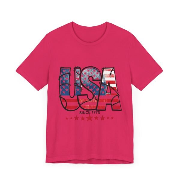 USA Flag Patriotic Tee, Unisex Short Sleeve T-Shirt, Fourth of July Gift, Americana Apparel, Casual Summer Shirt - Image 35