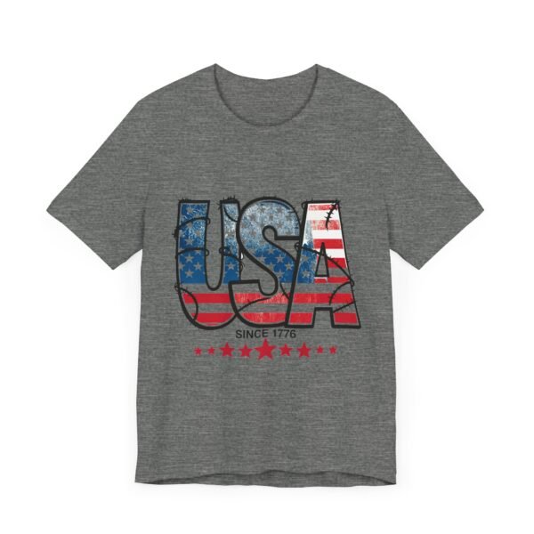 USA Flag Patriotic Tee, Unisex Short Sleeve T-Shirt, Fourth of July Gift, Americana Apparel, Casual Summer Shirt - Image 11