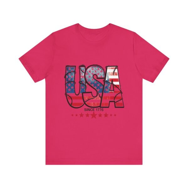 USA Flag Patriotic Tee, Unisex Short Sleeve T-Shirt, Fourth of July Gift, Americana Apparel, Casual Summer Shirt - Image 33