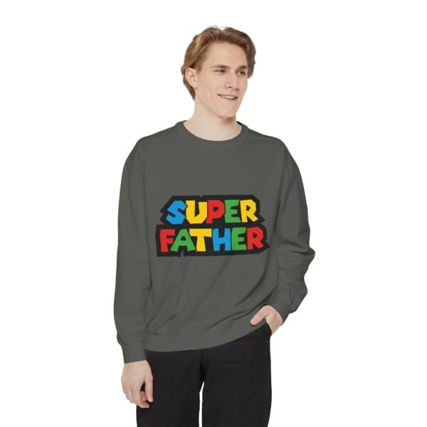 Super Father Garment-Dyed Sweatshirt, Gift for Dad, Father's Day Apparel, Cozy Unisex Sweatshirt, Dad's Day Present, Family Celebration Wear - Image 8