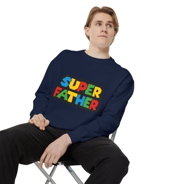 Super Father Garment-Dyed Sweatshirt, Gift for Dad, Father's Day Apparel, Cozy Unisex Sweatshirt, Dad's Day Present, Family Celebration Wear - Image 5