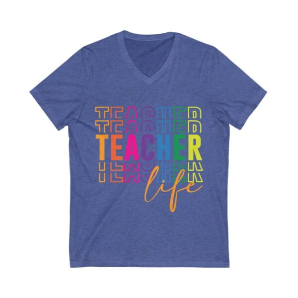 Colorful Teacher Life Tee, Teacher Gift, Education Apparel, Back to School Top, Bright V-Neck Shirt - Image 7