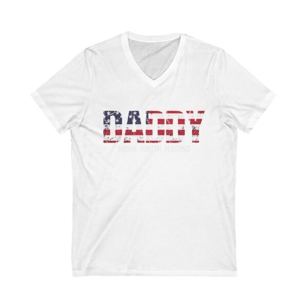 Patriotic Daddy V-Neck Tee, Father's Day Gift, USA Flag Shirt, Unisex Casual Wear, Summer Wardrobe Essential, Gift for Dads - Image 3