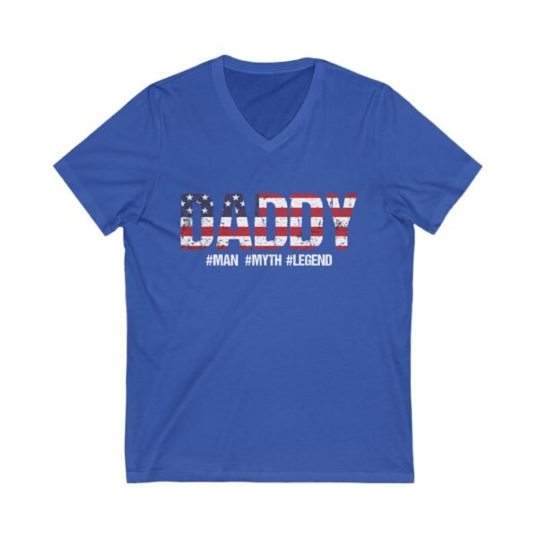 Patriotic Daddy V-Neck Tee, Father's Day Gift, USA Flag Shirt, Unisex Casual Wear, Summer Wardrobe Essential, Gift for Dads
