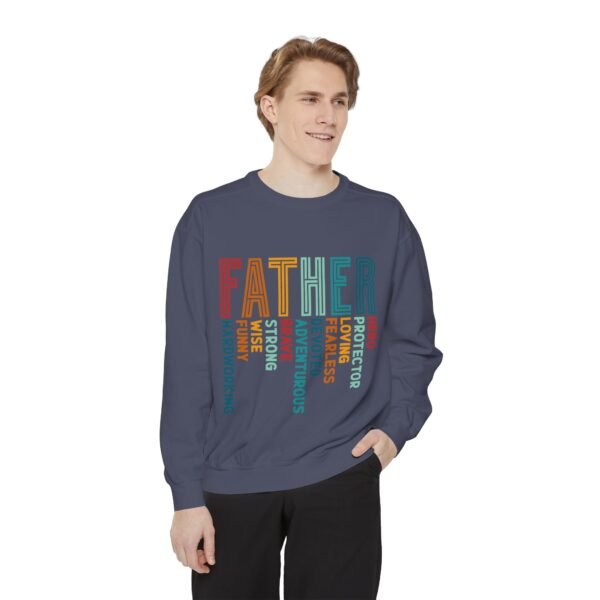 Father’s Day Garment-Dyed Sweatshirt, Dad Gift, Cozy Pullover, Birthday Gift for Dad, Protection and Love Apparel, Unique Dad Sweater - Image 12