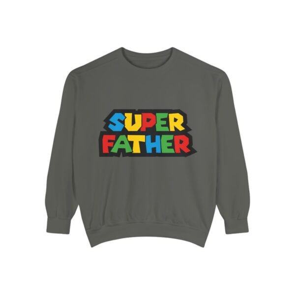 Super Father Garment-Dyed Sweatshirt, Gift for Dad, Father's Day Apparel, Cozy Unisex Sweatshirt, Dad's Day Present, Family Celebration Wear - Image 6