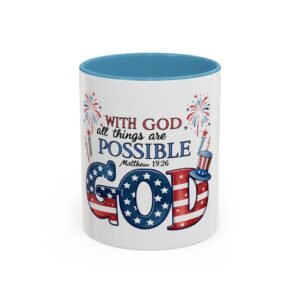 Religious Accent Mug With God All Things Are Possible Accent Coffee Mug (11, 15oz), Tshirt Gift