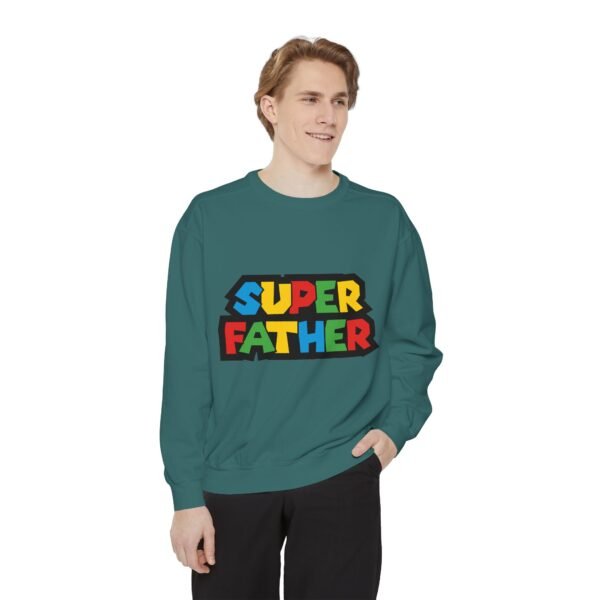 Super Father Garment-Dyed Sweatshirt, Gift for Dad, Father's Day Apparel, Cozy Unisex Sweatshirt, Dad's Day Present, Family Celebration Wear - Image 12