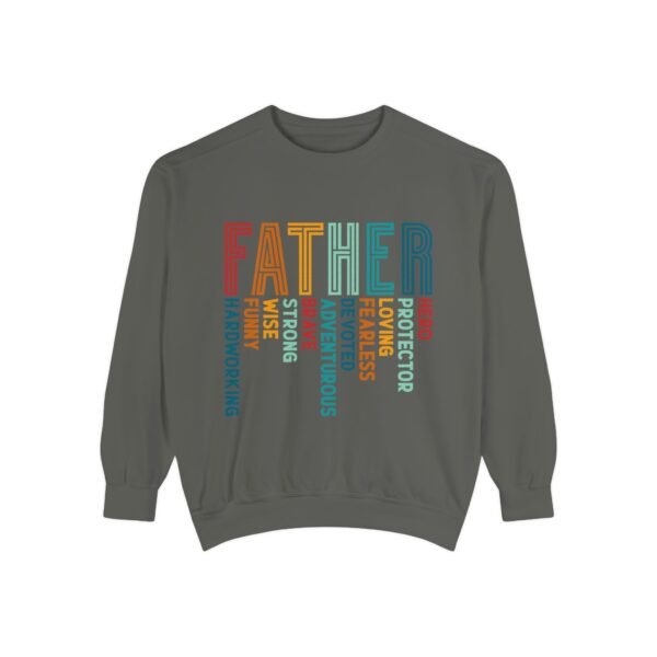 Father’s Day Garment-Dyed Sweatshirt, Dad Gift, Cozy Pullover, Birthday Gift for Dad, Protection and Love Apparel, Unique Dad Sweater - Image 5